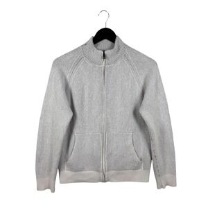 Corneliani Men's Gray Rubbed Full Zip Cashmere / Cotton Cardigan Men's Sz 50